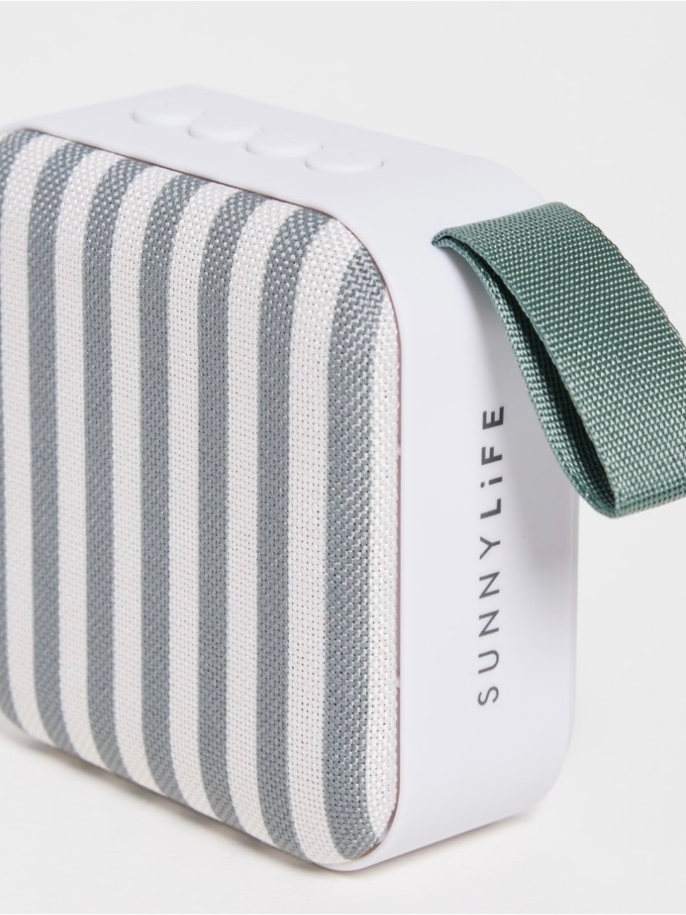 Sunnylife Vacay Portable Travel Speaker in Gray & White Stripes